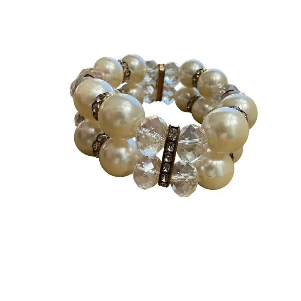 Fashion Bracelet Faux Pearls and Gems Double layer. GUC